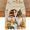 Wood Gnomes Pumpkins Sunflower Leaves Fall Table Runner, Seasonal Autumn Kitchen Dining Table Decoration for Home Party Decor 13x72 Inch